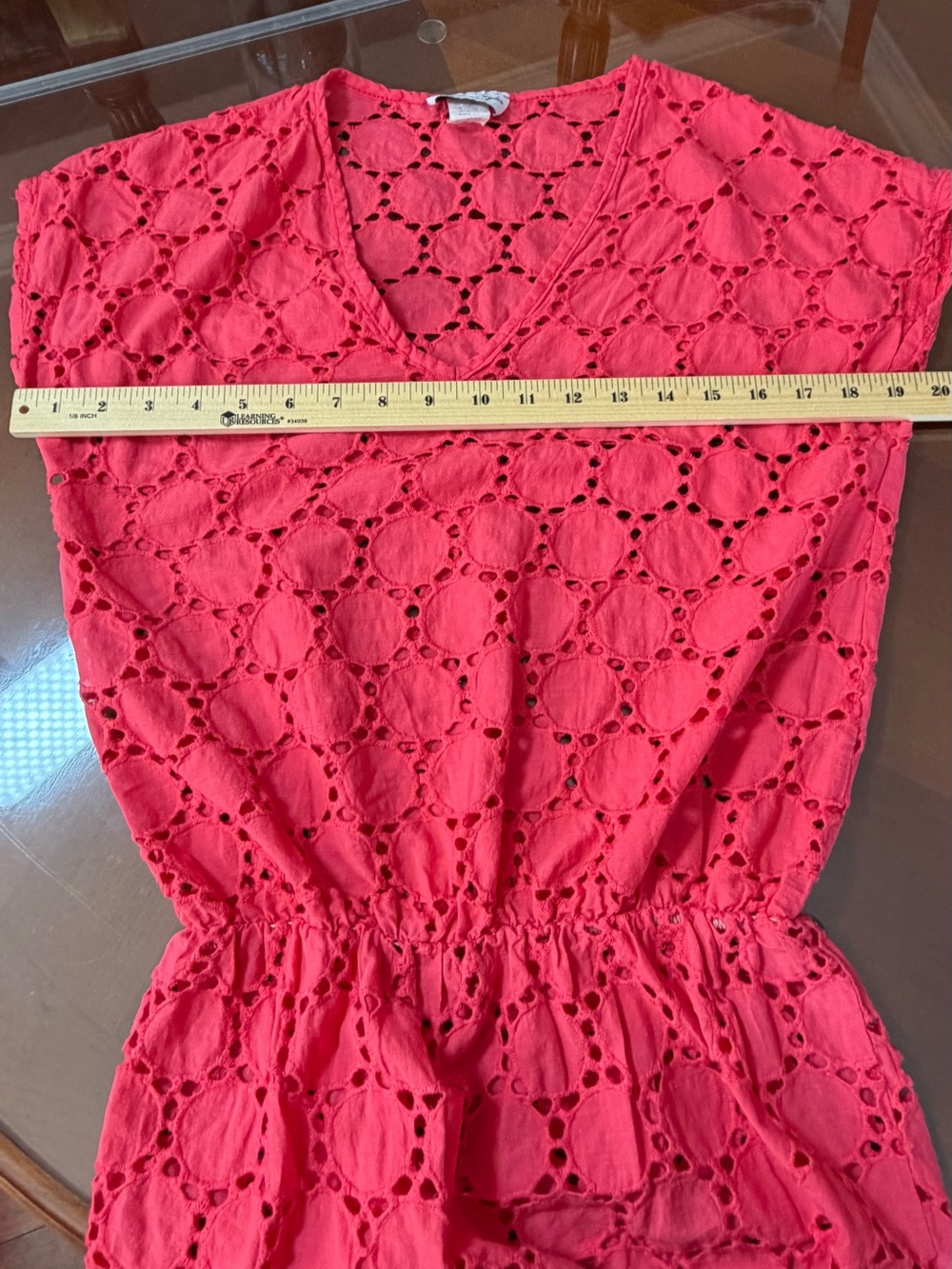 Jordan Taylor Bright Coral Crochet Beach Cover-Up Tunic - Picture 4 of 7